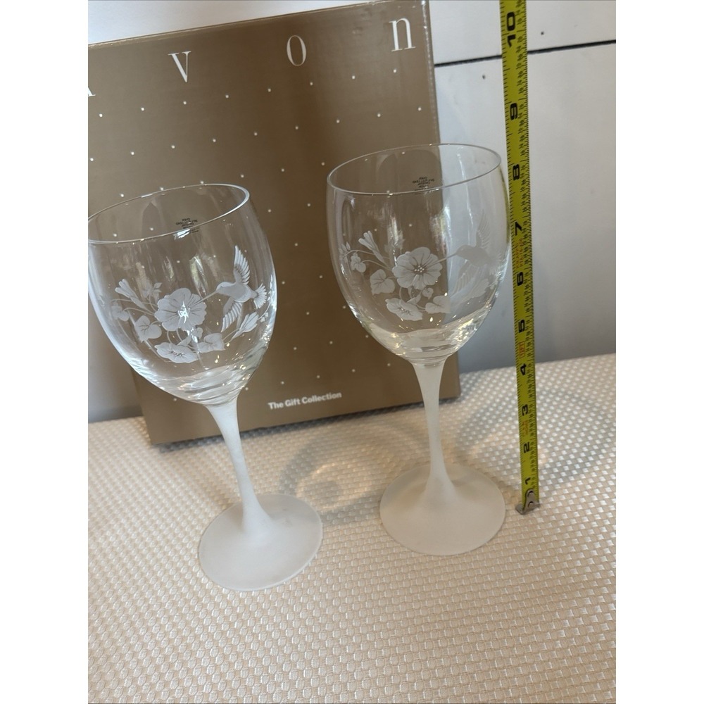 Avon Hummingbird Crystal goblets set of 2, Pair, New in package NIP - Picture 5 of 6